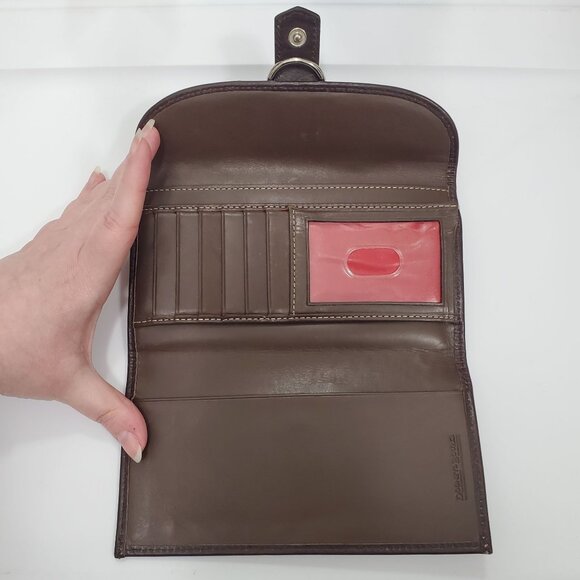 Dooney & Bourke Vintage Brown Signature Fabric Leather Classic‎ Tri-Fold Wallet - Picture 6 of 8
